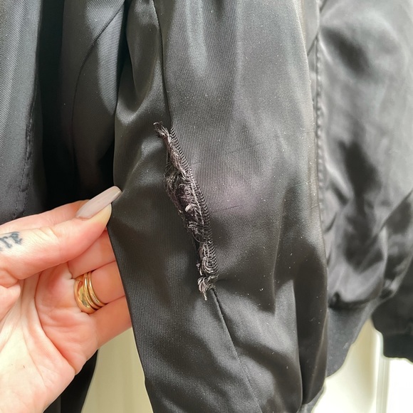 Black & Orange bomber jacket with gold rose zippers. - Picture 4 of 4